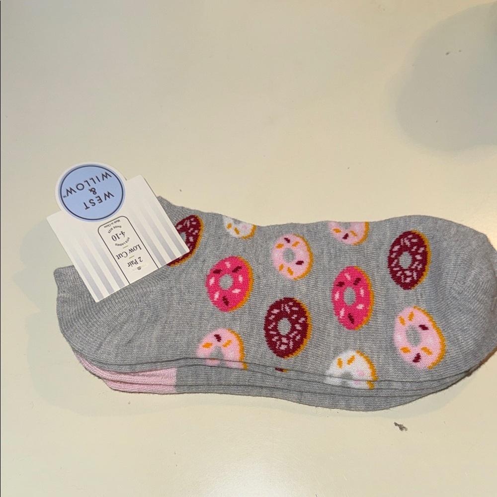 Grey Donut No-Show Socks - Pack of 2
